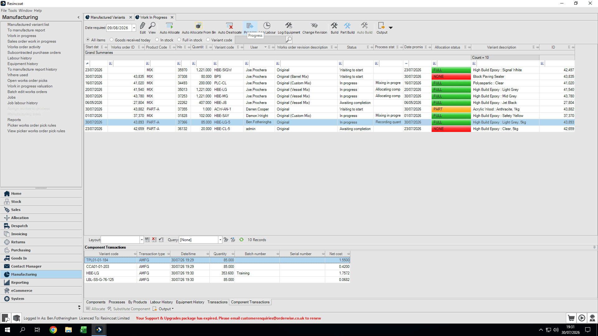 Step #30: Click back into Progress.