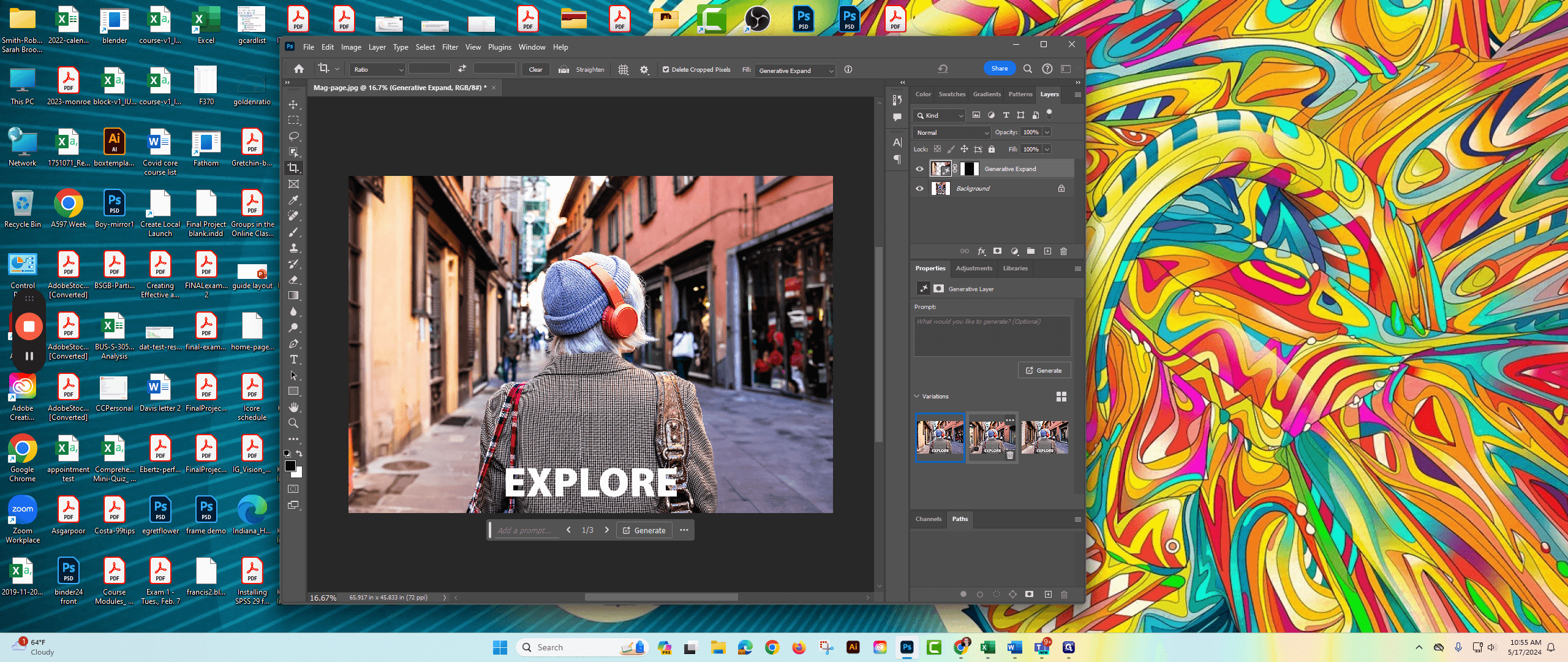 Step #4: Click on the three options that Photoshop has created to see which one looks best.