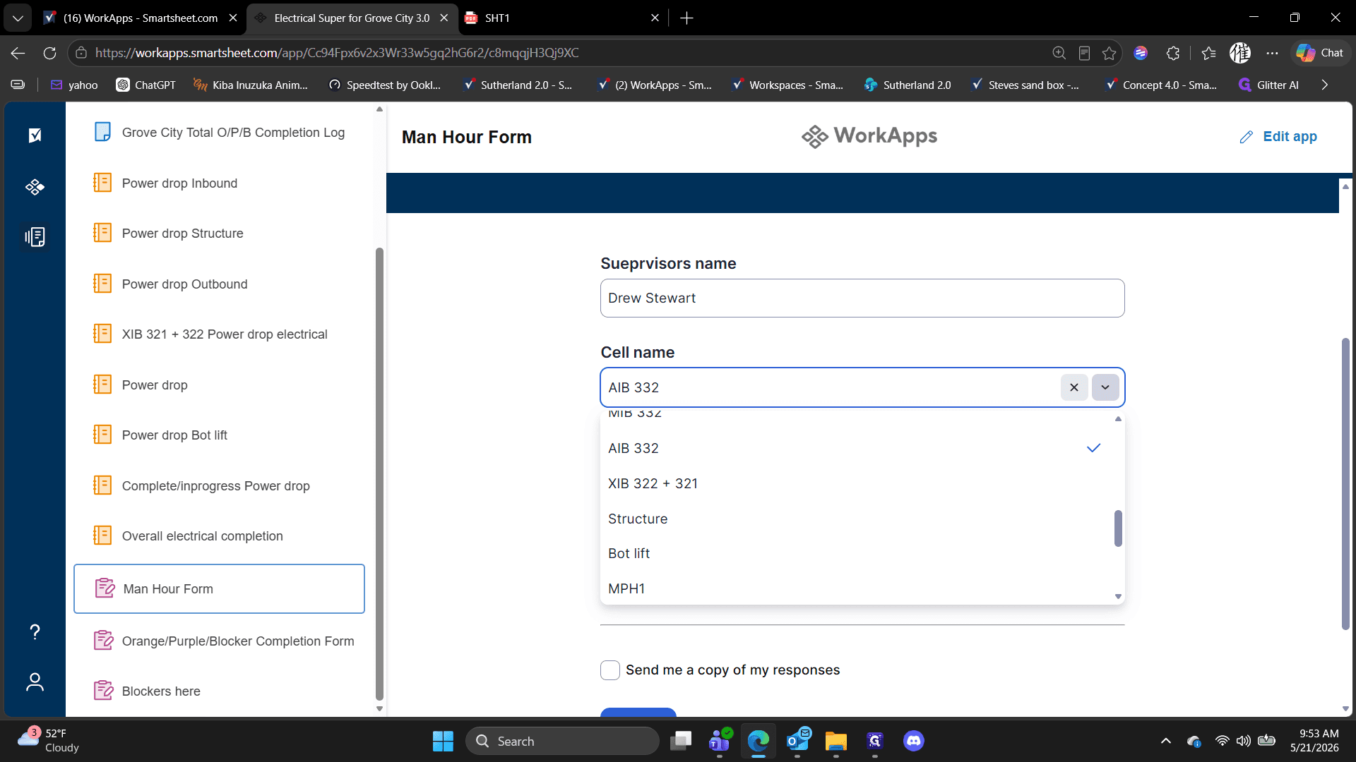 Step #12: Click the Cell name dropdown and select or type your specific work location.