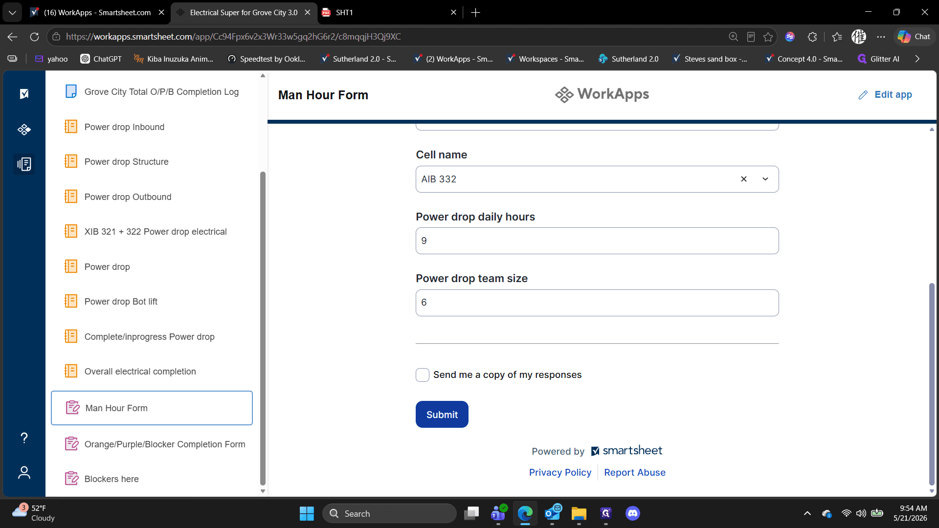 Step #15: Click Submit at the bottom of the form to finalize your daily report.