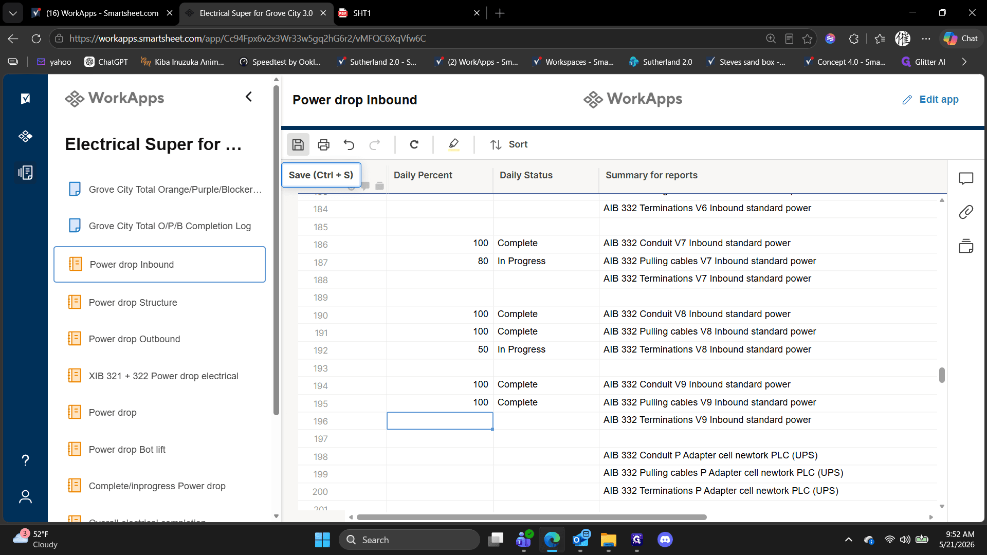 Step #9: Click the Save icon at the top of the workspace to apply all of your pending grid updates.