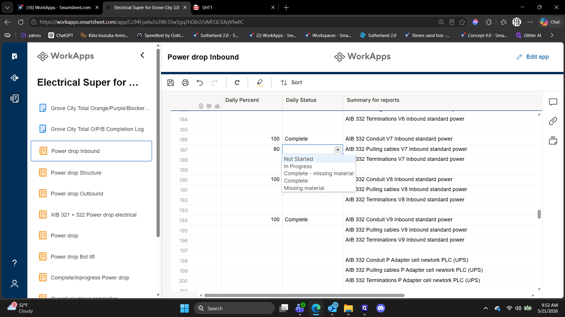 Step #8: Update the corresponding Daily Status to In Progress.