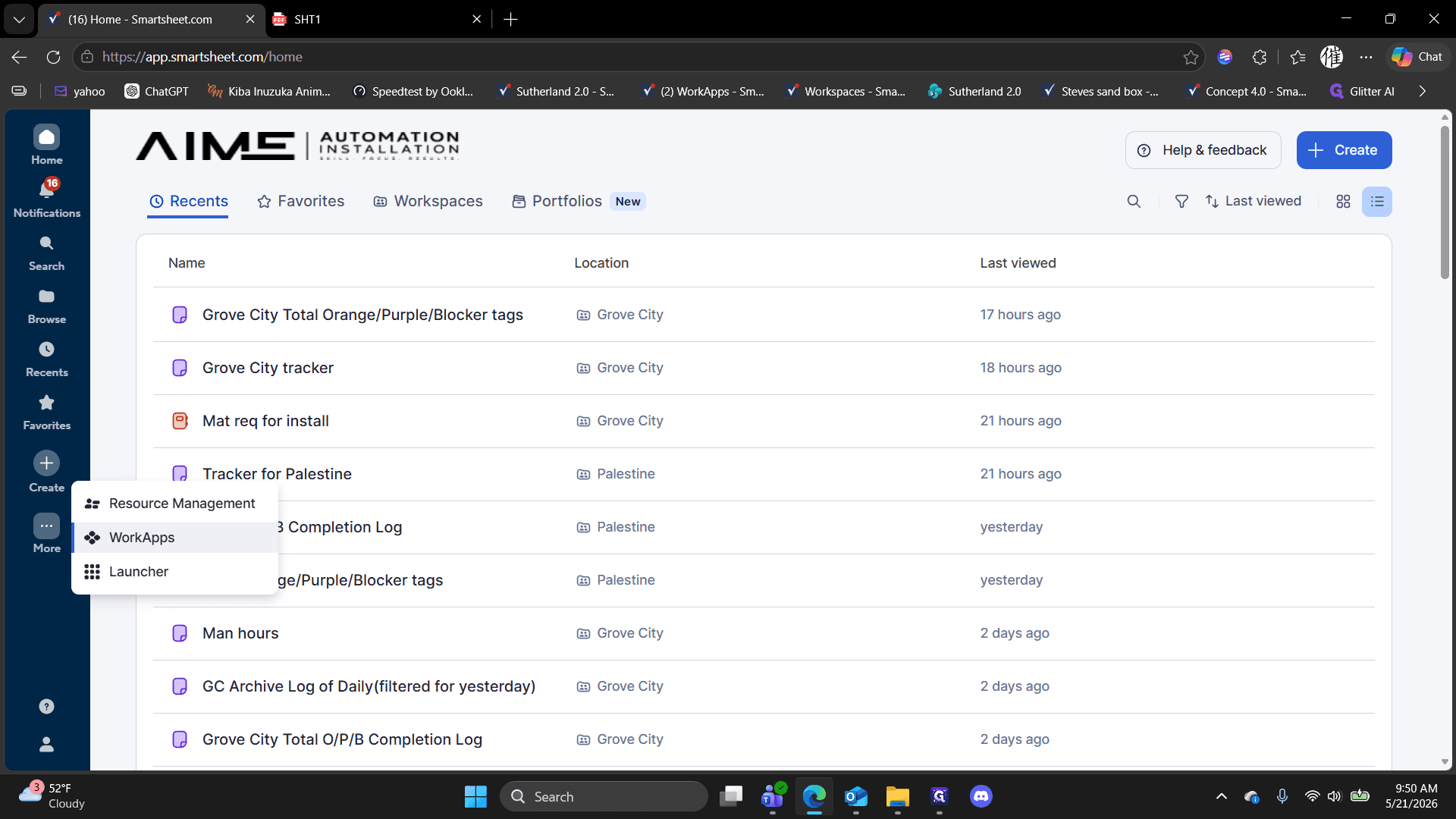 Step #1: Click the More (...) icon at the bottom of the left-hand taskbar and select WorkApps.