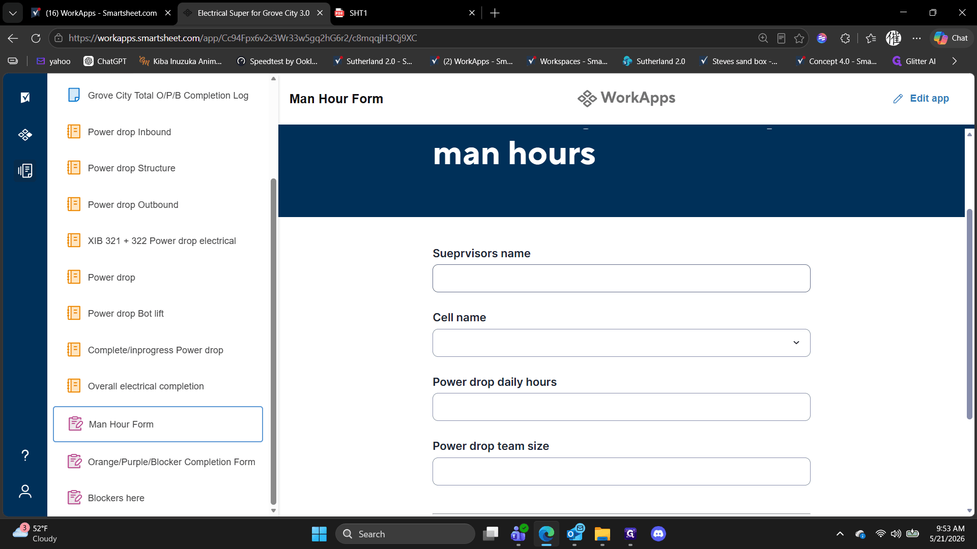 Step #10: Select Man Hour Form from the left-hand navigation sidebar.