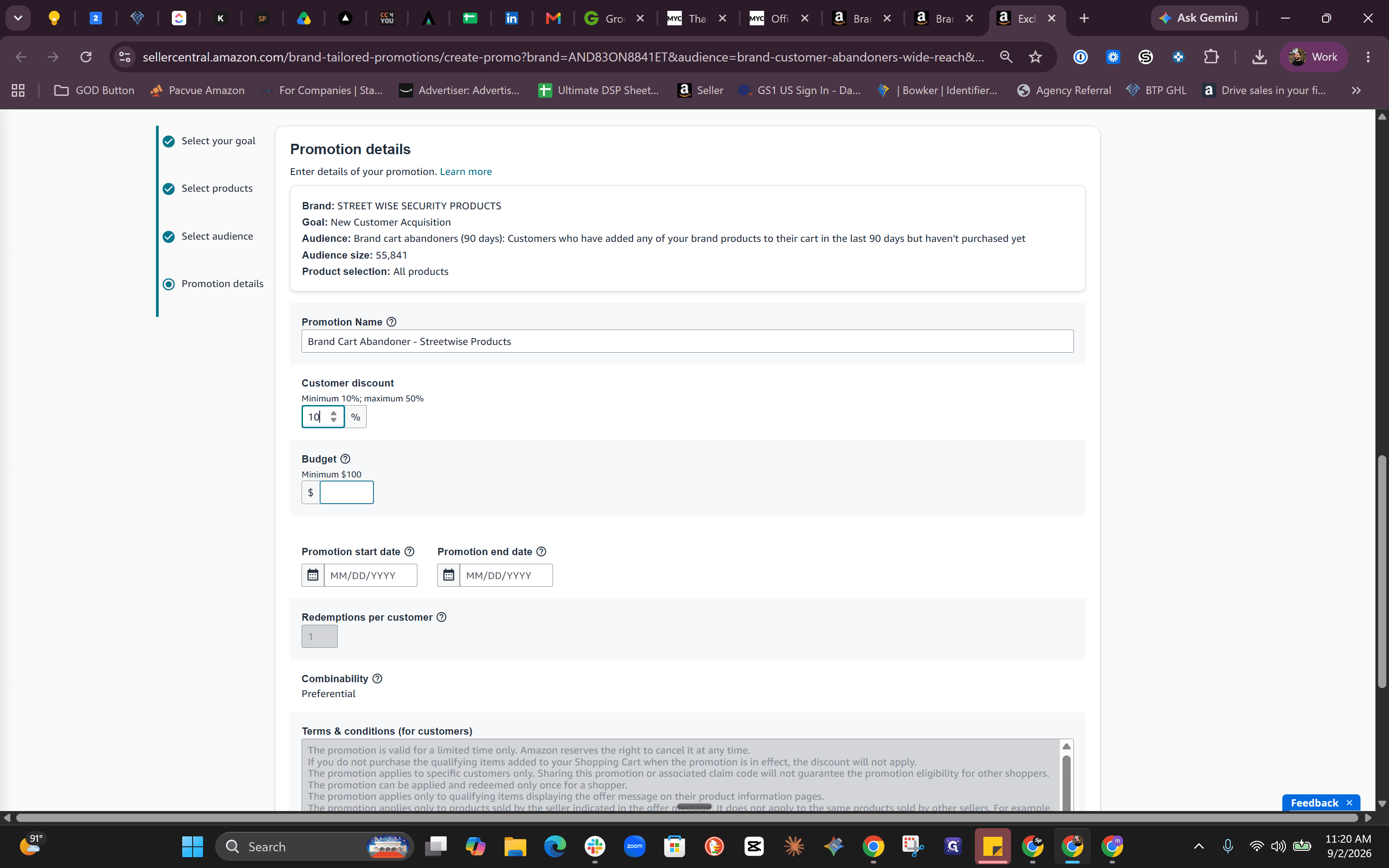 Step #6: Click the Budget input field.
