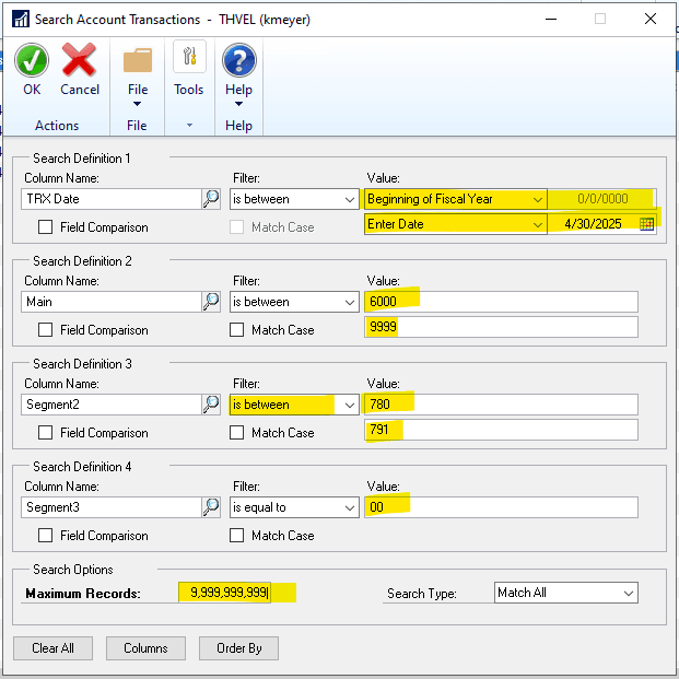 Step #9: Enter your report criteria