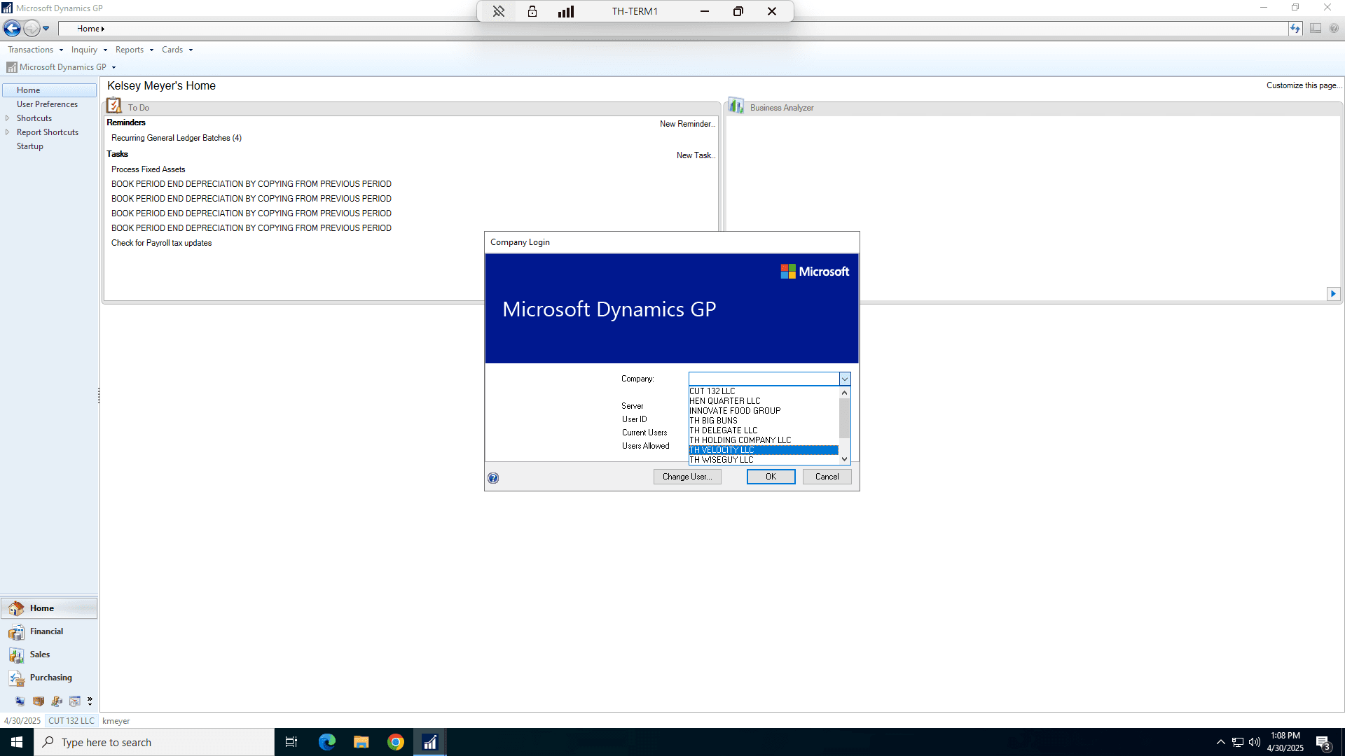 Step #2: Choose the Company from the drop down list