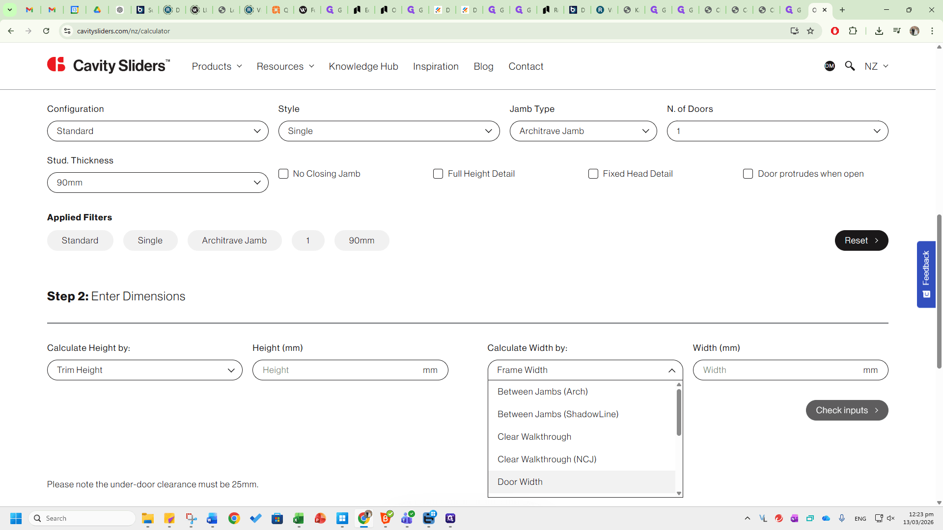 Step #20: Click on "Door Width"