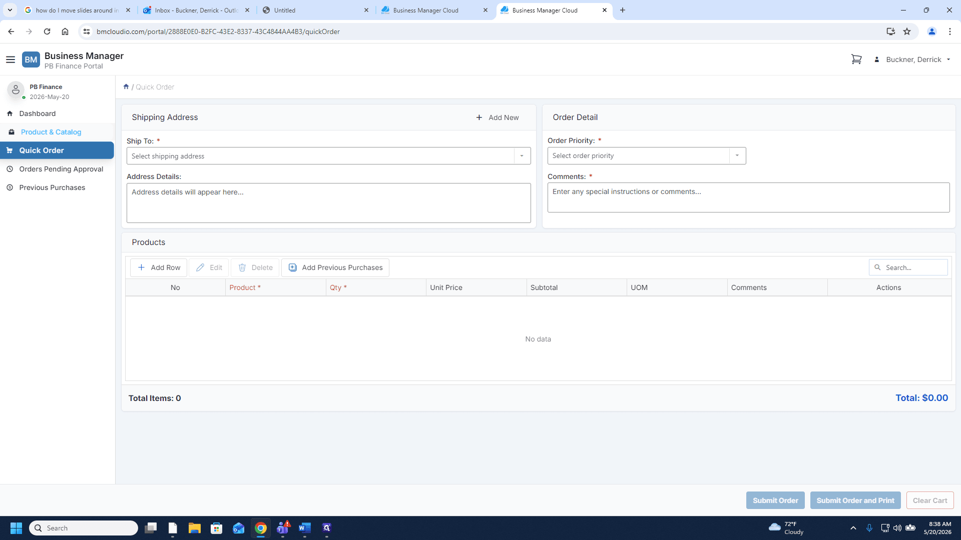 Step #3: Click Product & Catalog in the upper left navigation to view all available items.