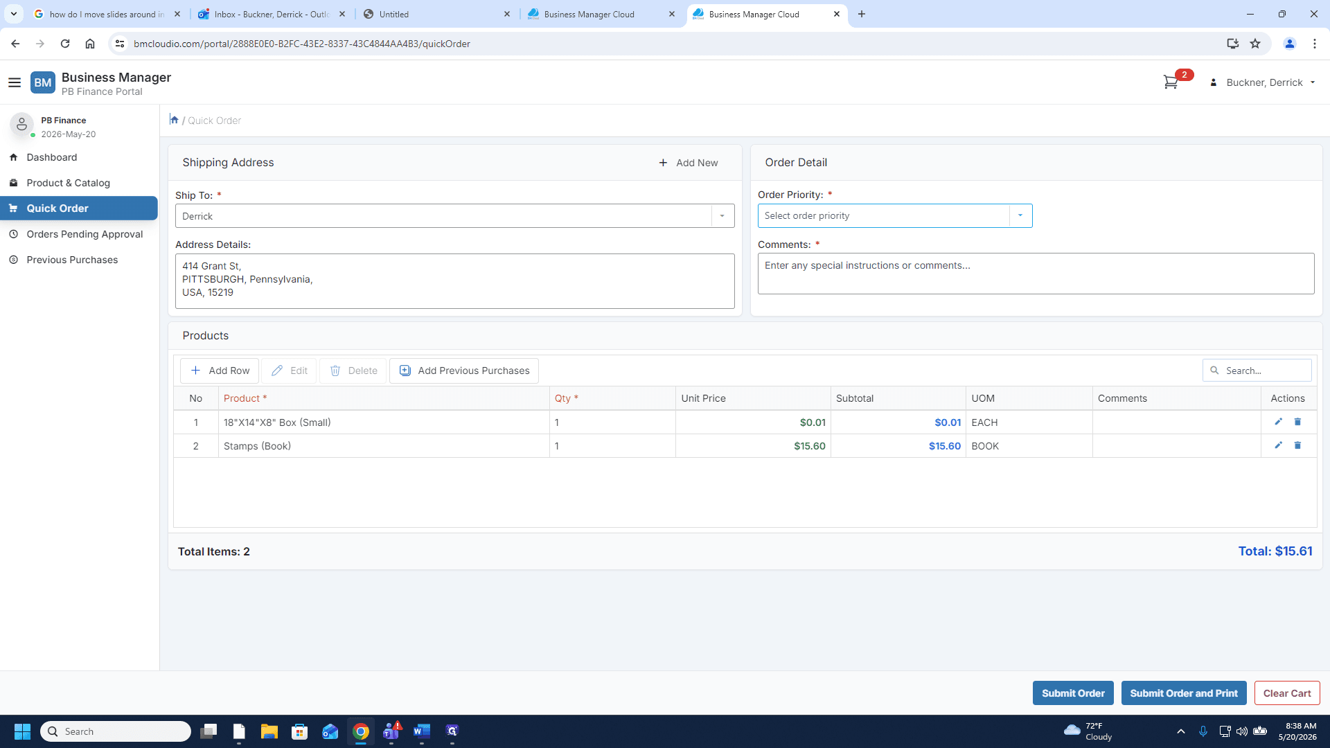 Step #9: Click Submit Order to finalize your request.