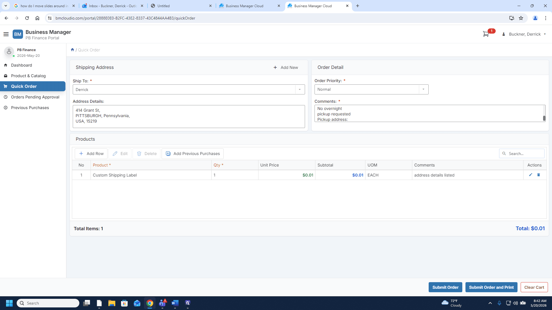 Step #17: Click Submit Order.
