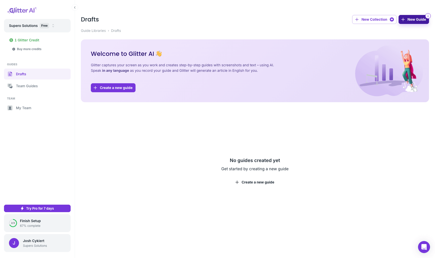 Step #6: Click on "+ New Guide"