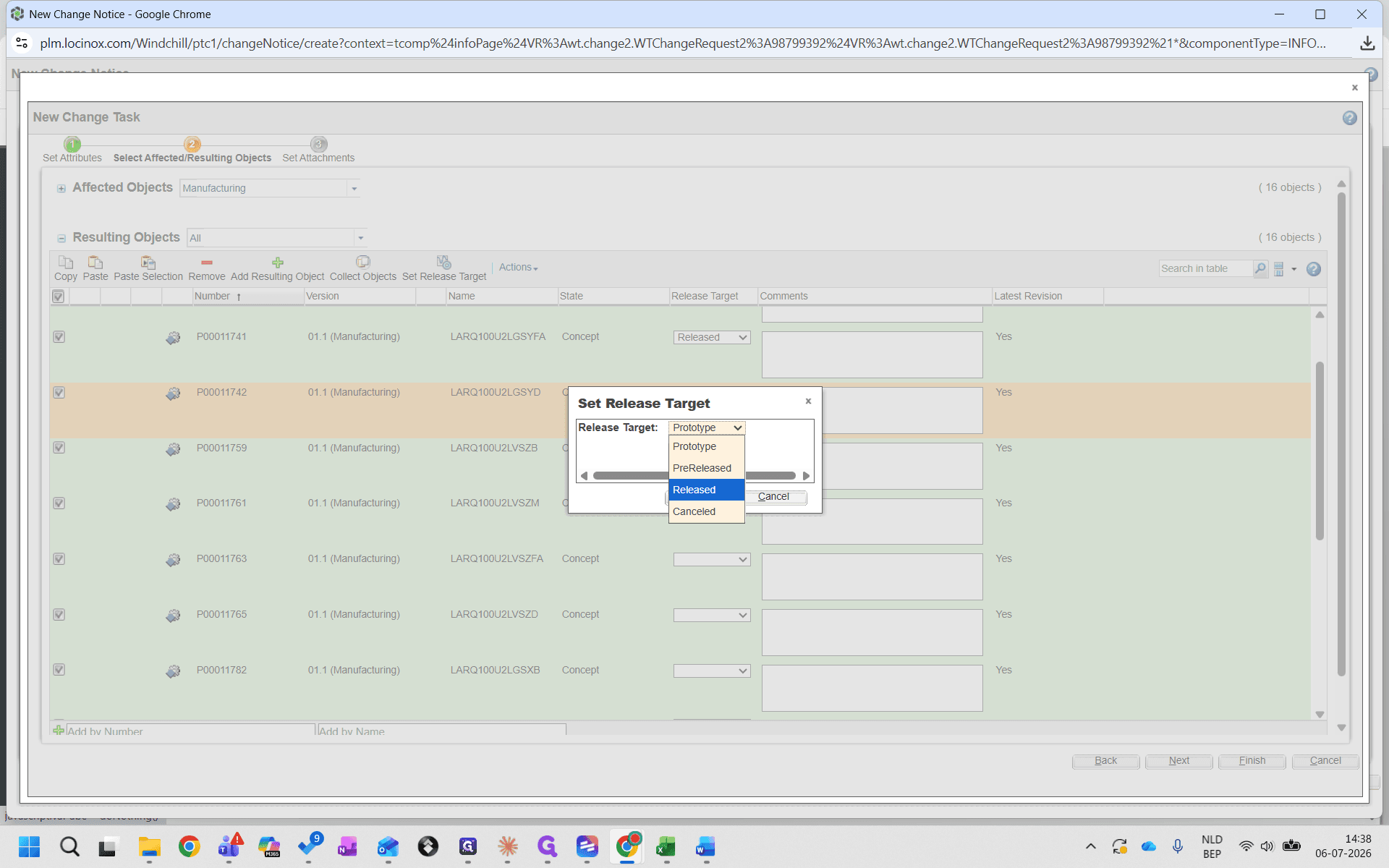 Step #29: Change the target state from the dropdown menu based on the options above.