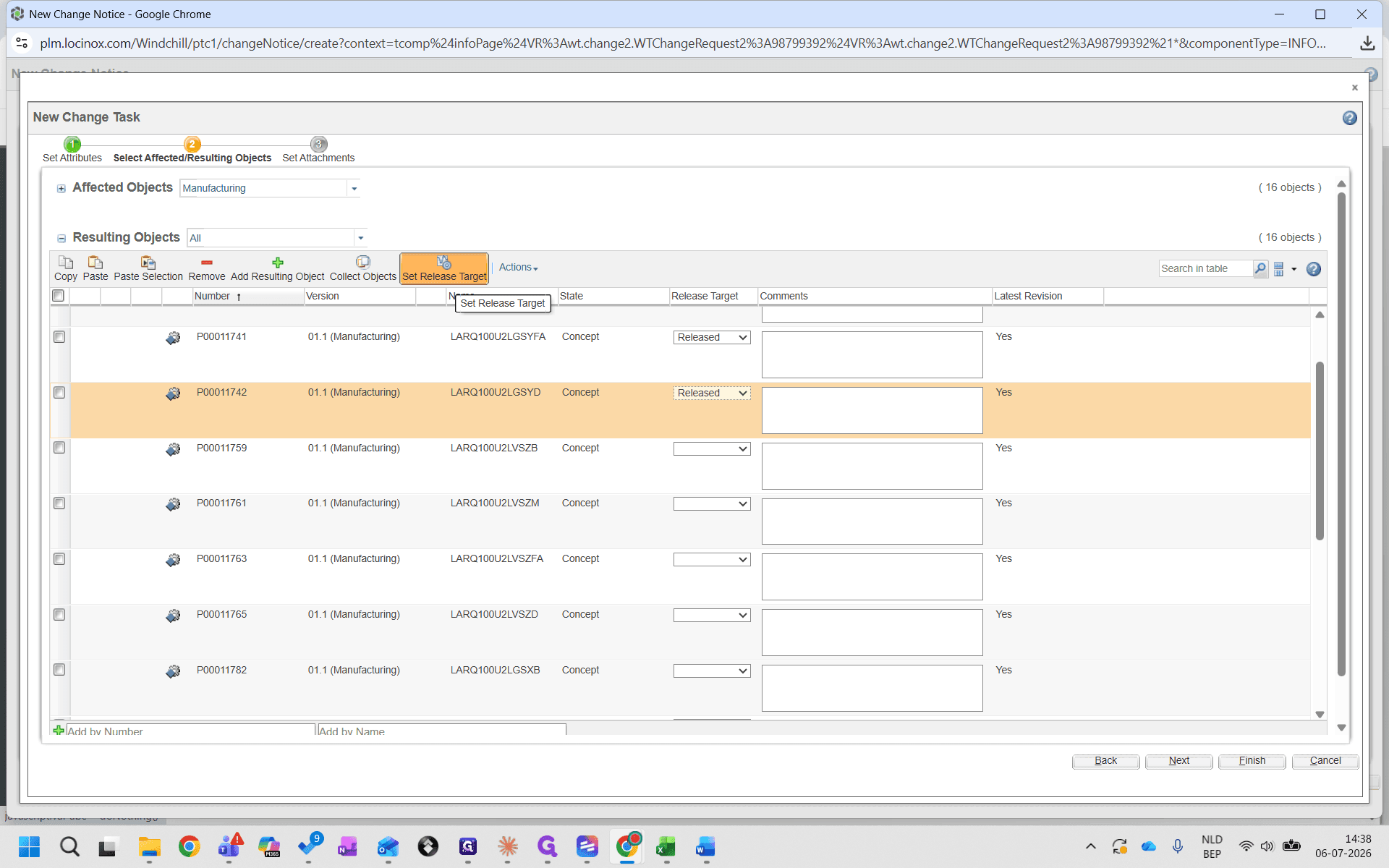 Step #28: With the resulting objects selected, click Set Release Target.