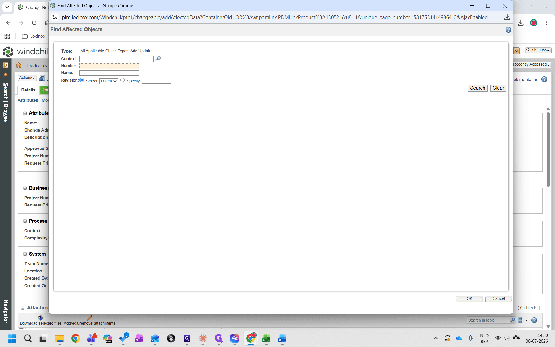 Step #9: Type or paste the part numbers you want to include in the change request.