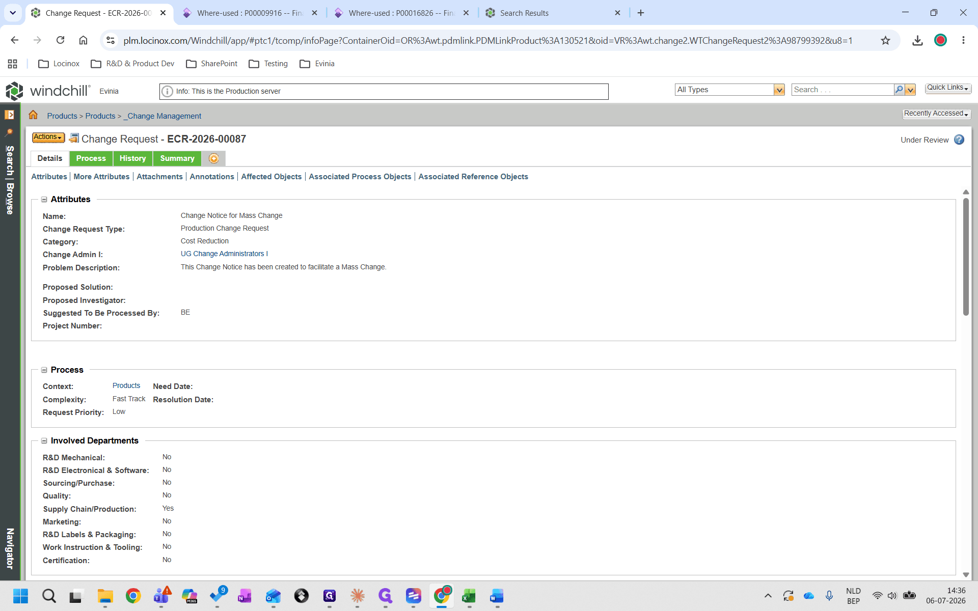 Step #15: On your newly created Change Request page, open the Actions menu.