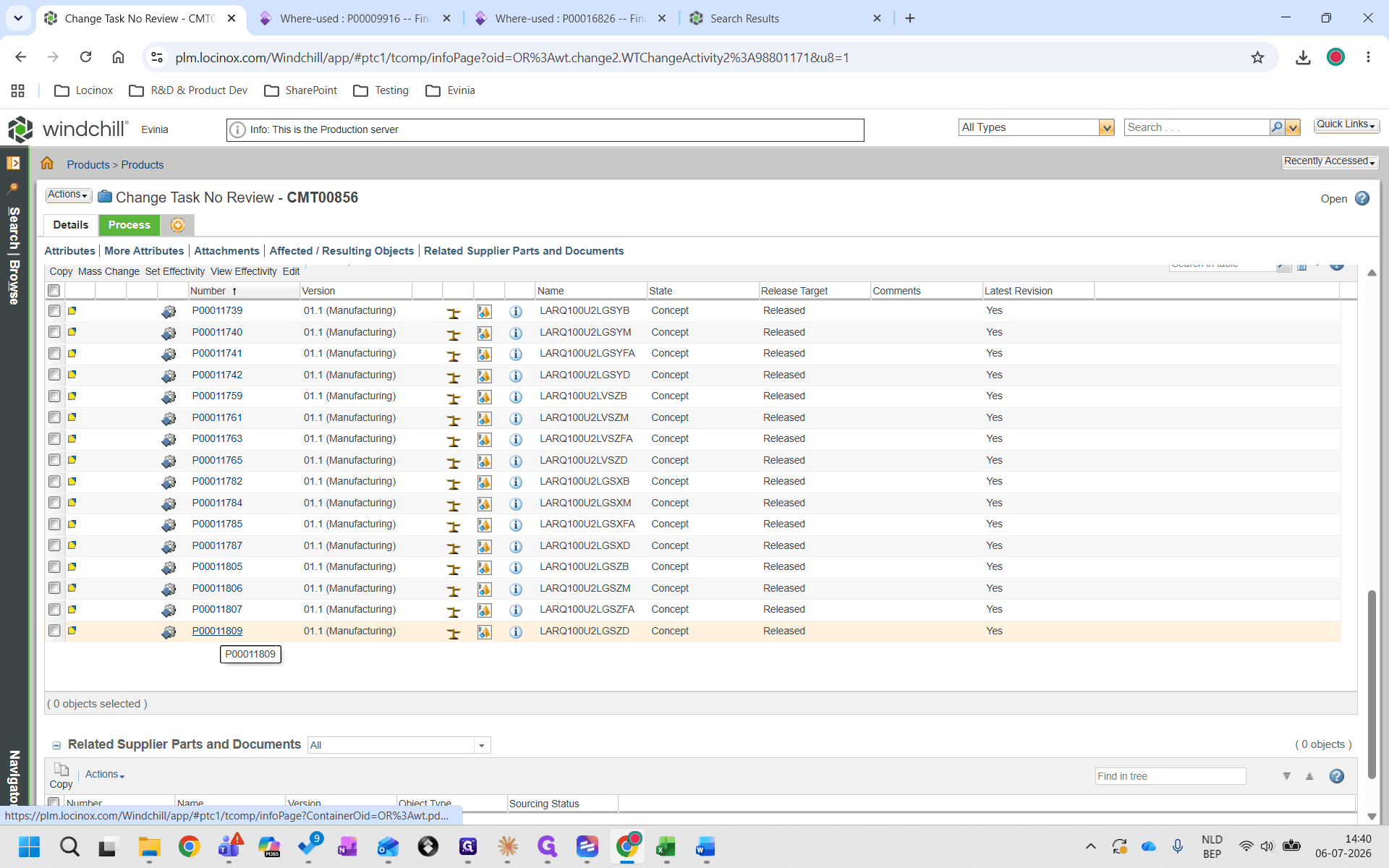 Step #36: Right-click one of the affected objects in the list.