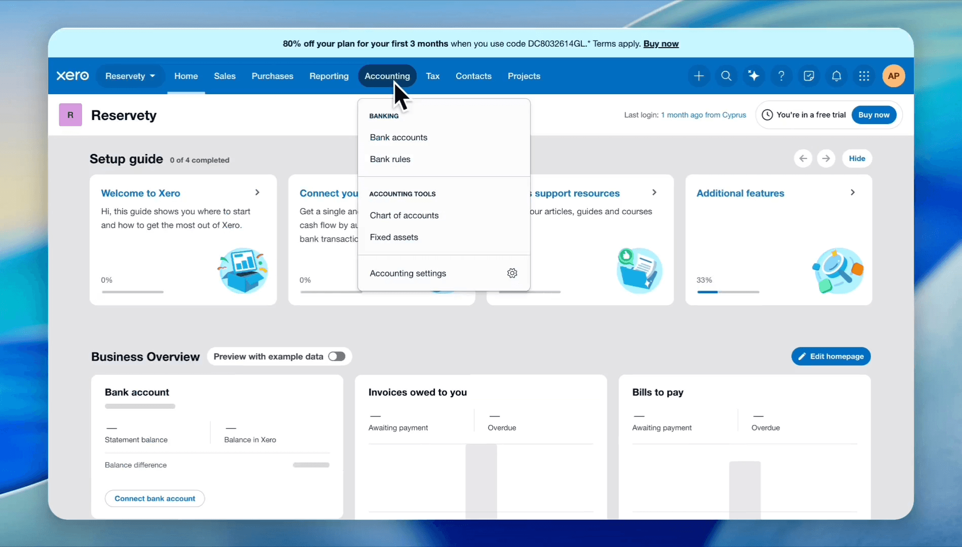 Step #21: In your main Xero account dashboard, click Accounting.
