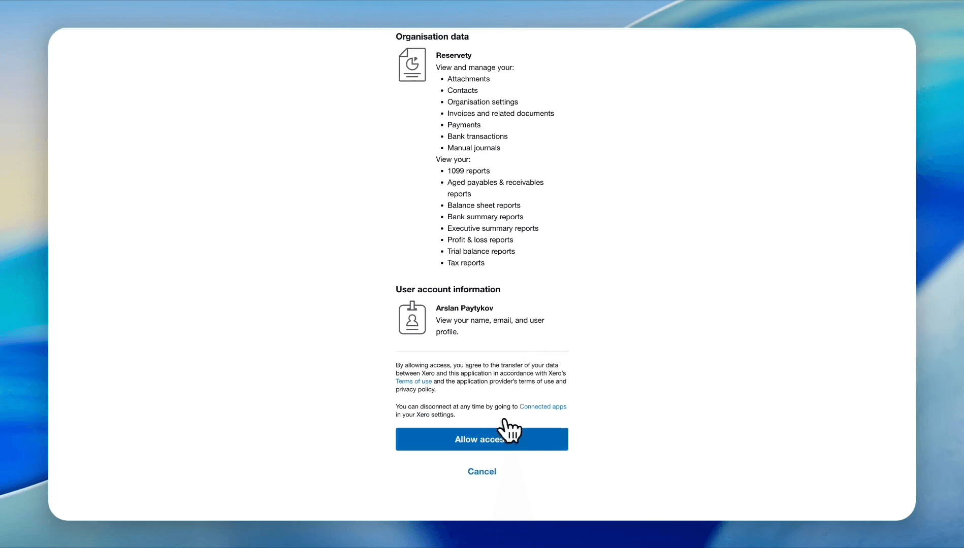 Step #26: Scroll down and click Allow access to authorize the integration.