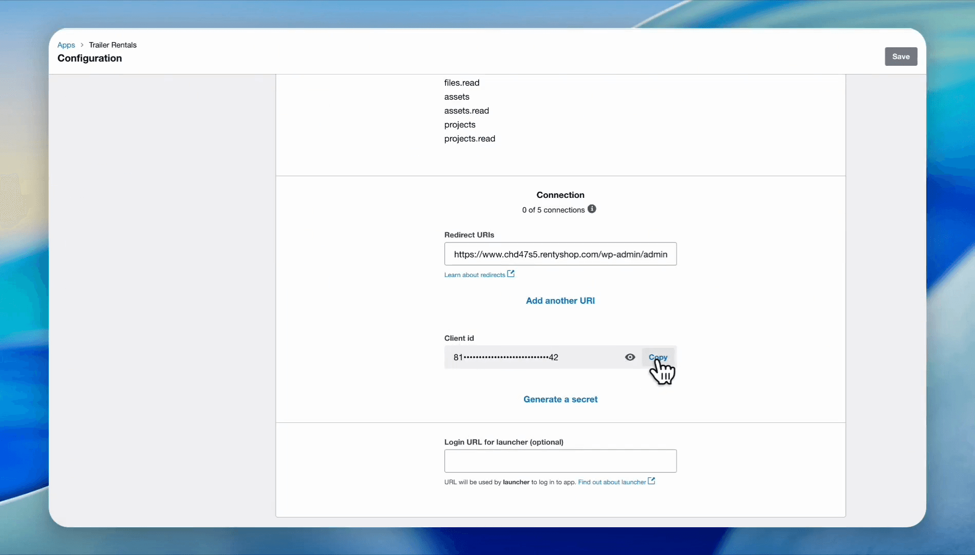 Step #14: Click Copy next to your generated Client ID.