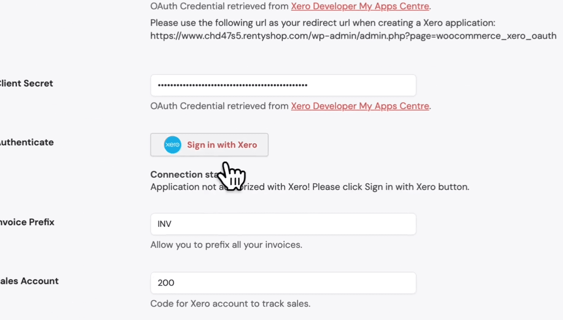 Step #25: Click Sign in with Xero to initiate the connection.