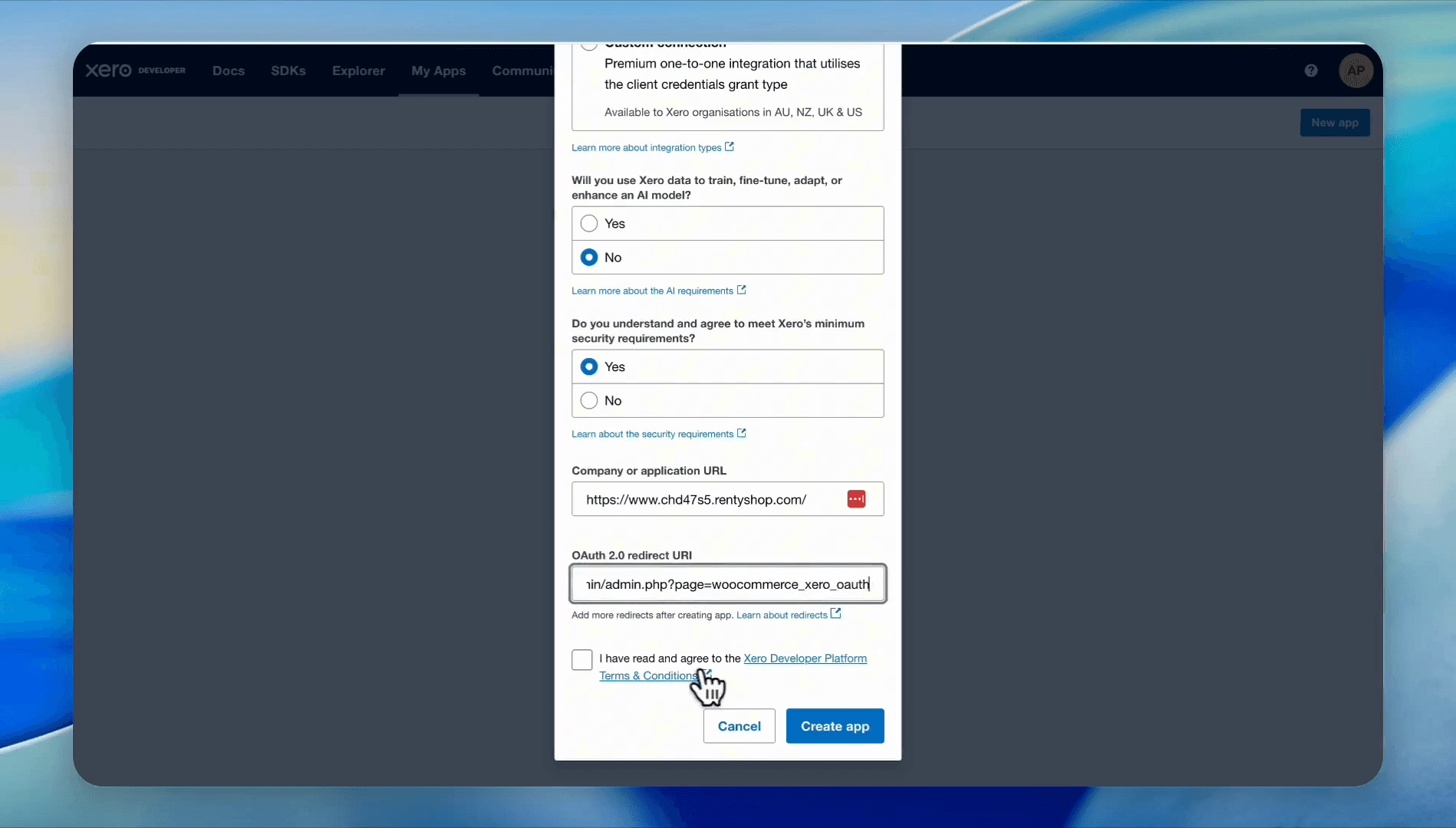 Step #11: Check the box to agree to the platform terms and conditions.