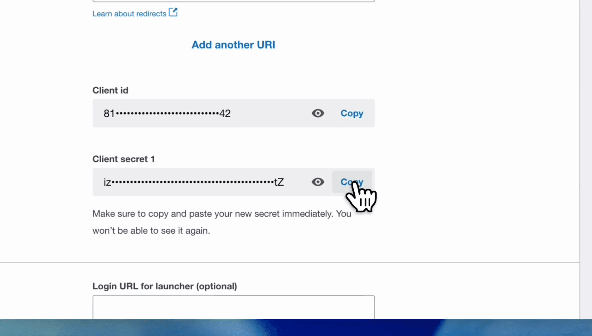 Step #17: Click Copy to copy the newly generated secret string.