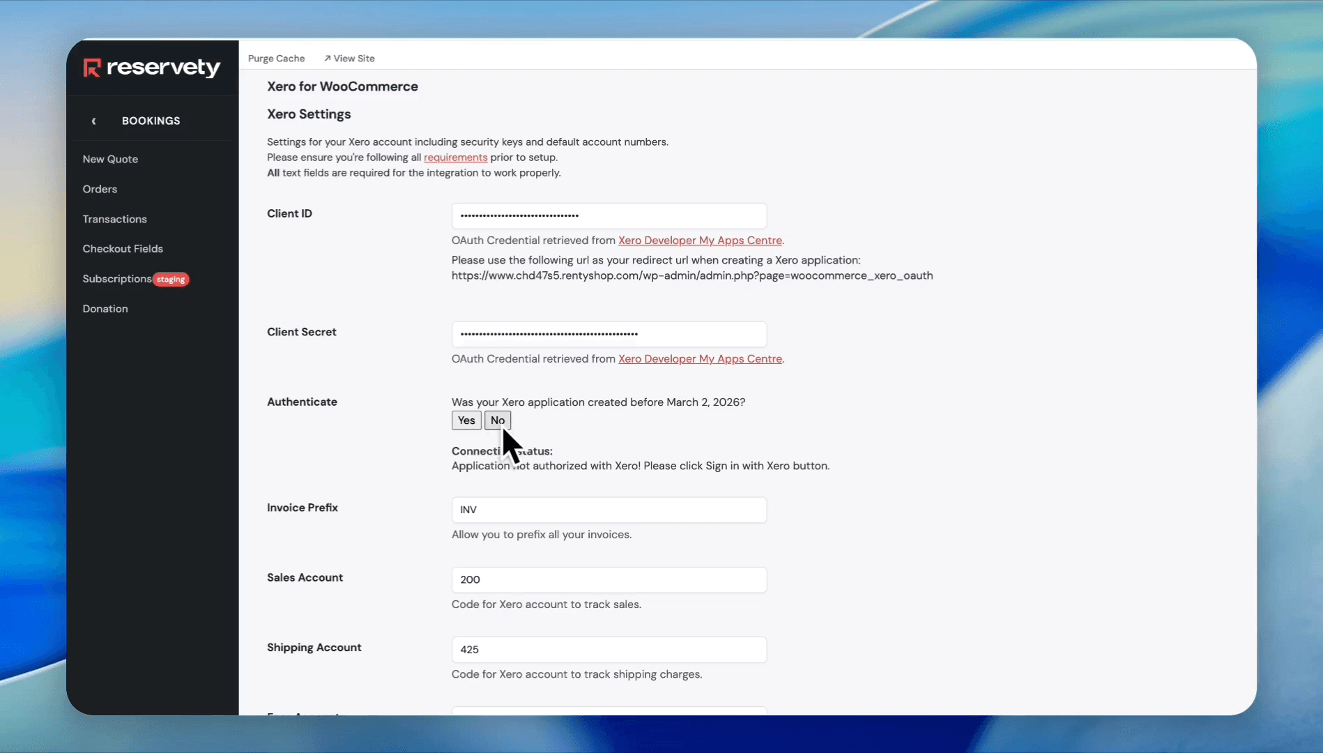 Step #24: Under the Authenticate section, select No for the question regarding app creation date (if your app was created after March 2, 2026).