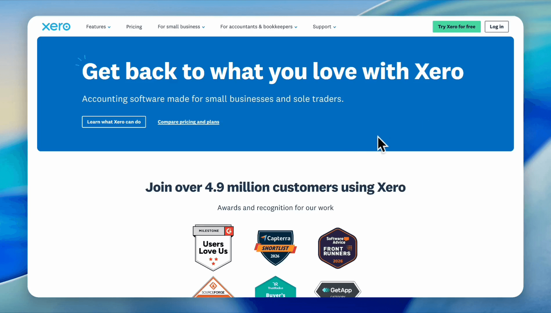 Step #1: Click Log in on the Xero website to access your main account.