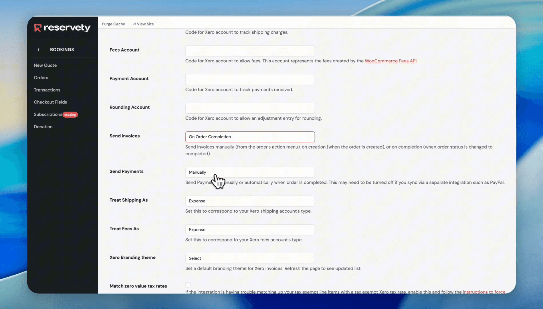 Step #20: Change the Send Payments setting from "Manually" to "On Order Completion".
