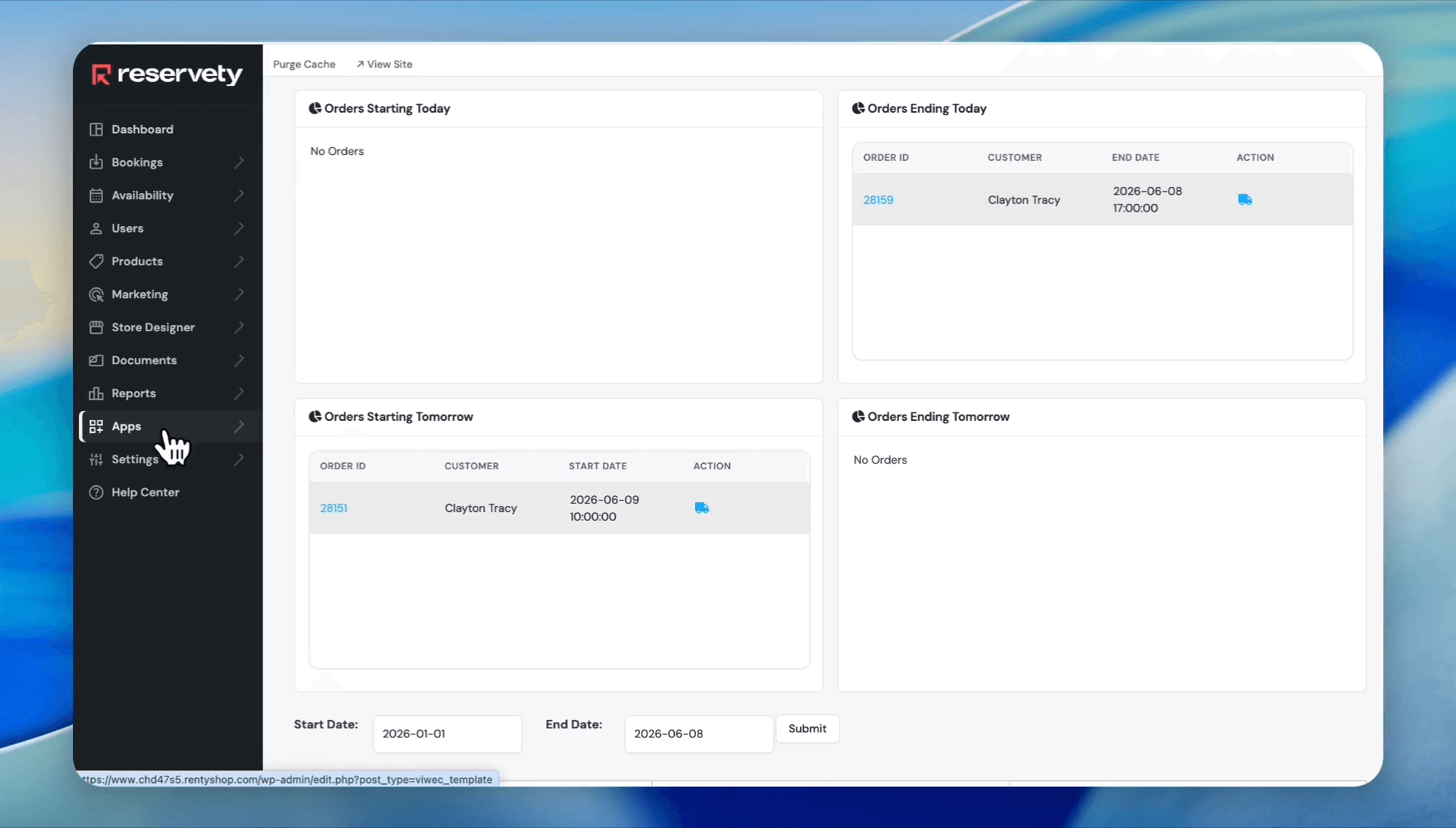 Step #8: Navigate to your rental dashboard and click Apps on the left sidebar.