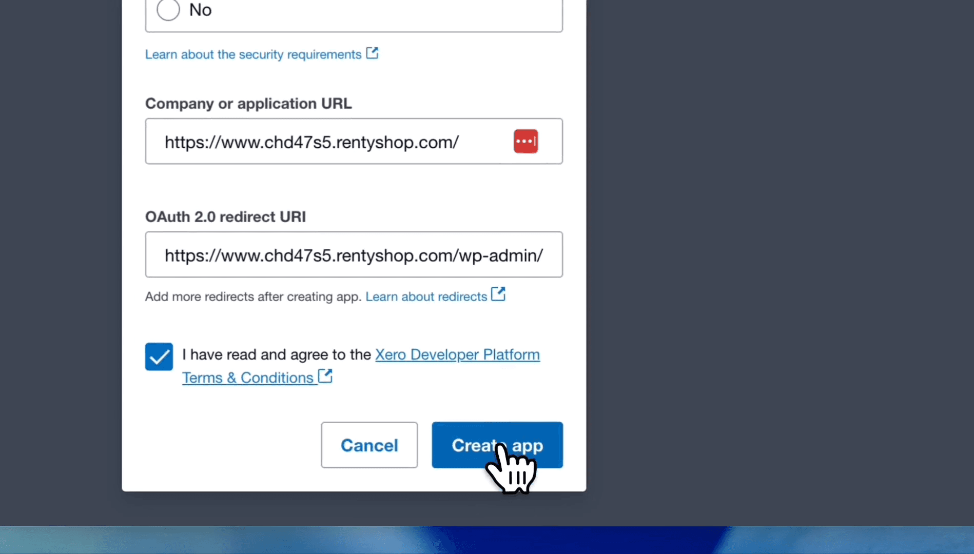 Step #12: Click Create App.