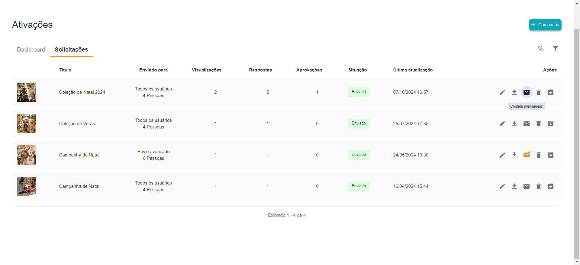 Step #3: Clique na opção de conferir mensagens na campanha desejada