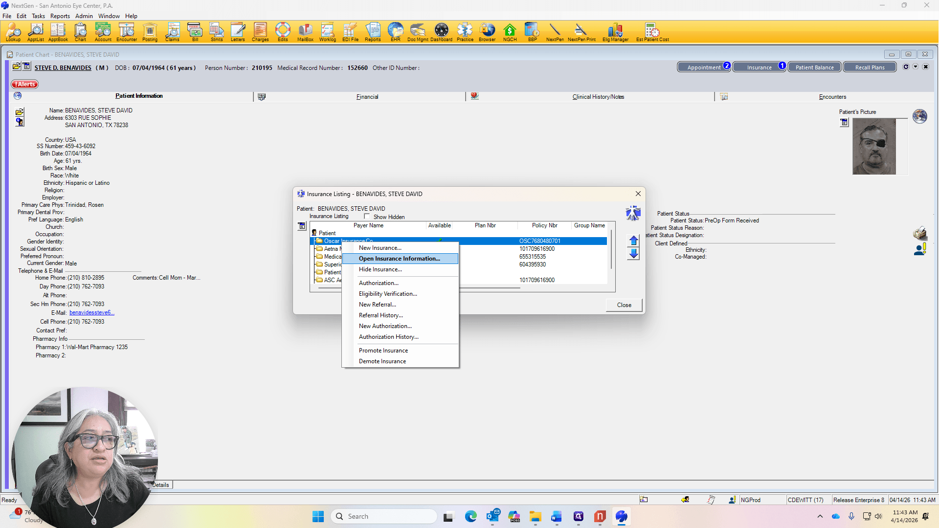 Step #31: Click on "Open Insurance Information"