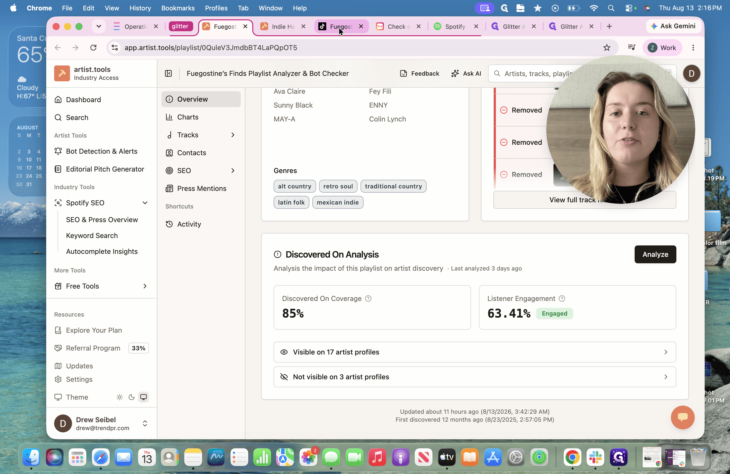 Step #8: Paste the curator's playlist link to analyze their listener engagement and verify steady, organic follower growth.