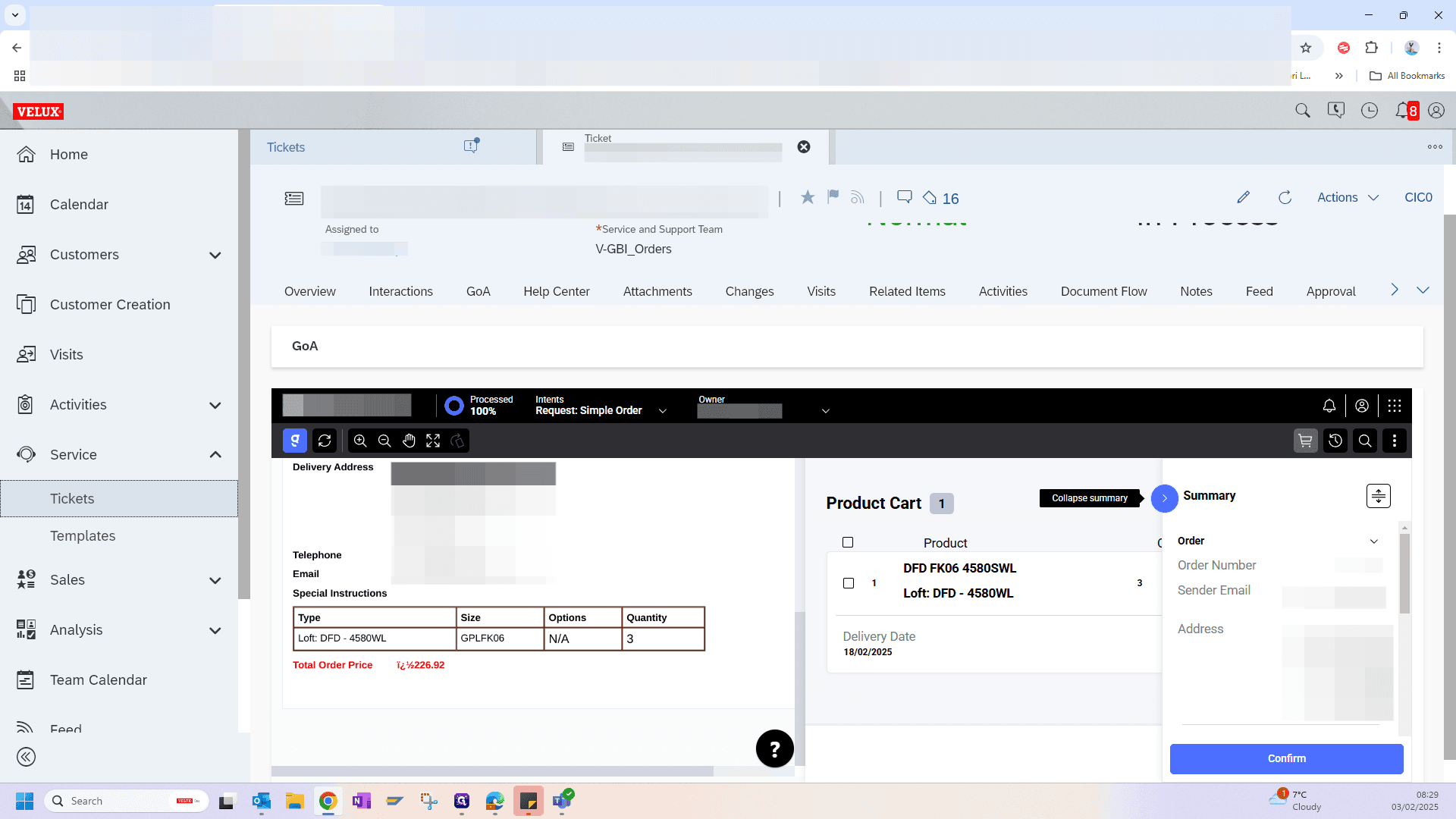Step #12: Ensure your products are all correct, verify the quantities, and check that the purchase order number is accurate. Confirm that the one-time delivery information is complete, then click confirm. You can expand and collapse the summary by clicking on the > and < symbols.