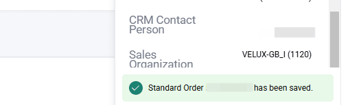 Step #14: Your order will save, and the Standard Order number from SAP will be confirmed at the bottom.