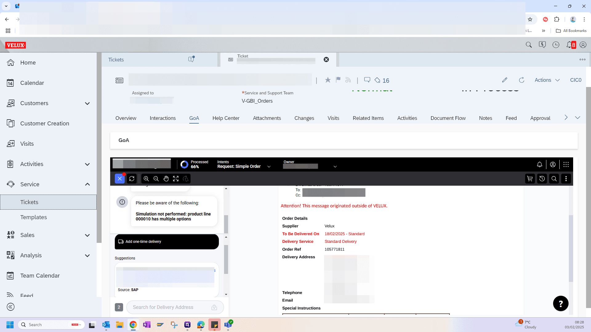 Step #1: Click on "GoA" to open the order
