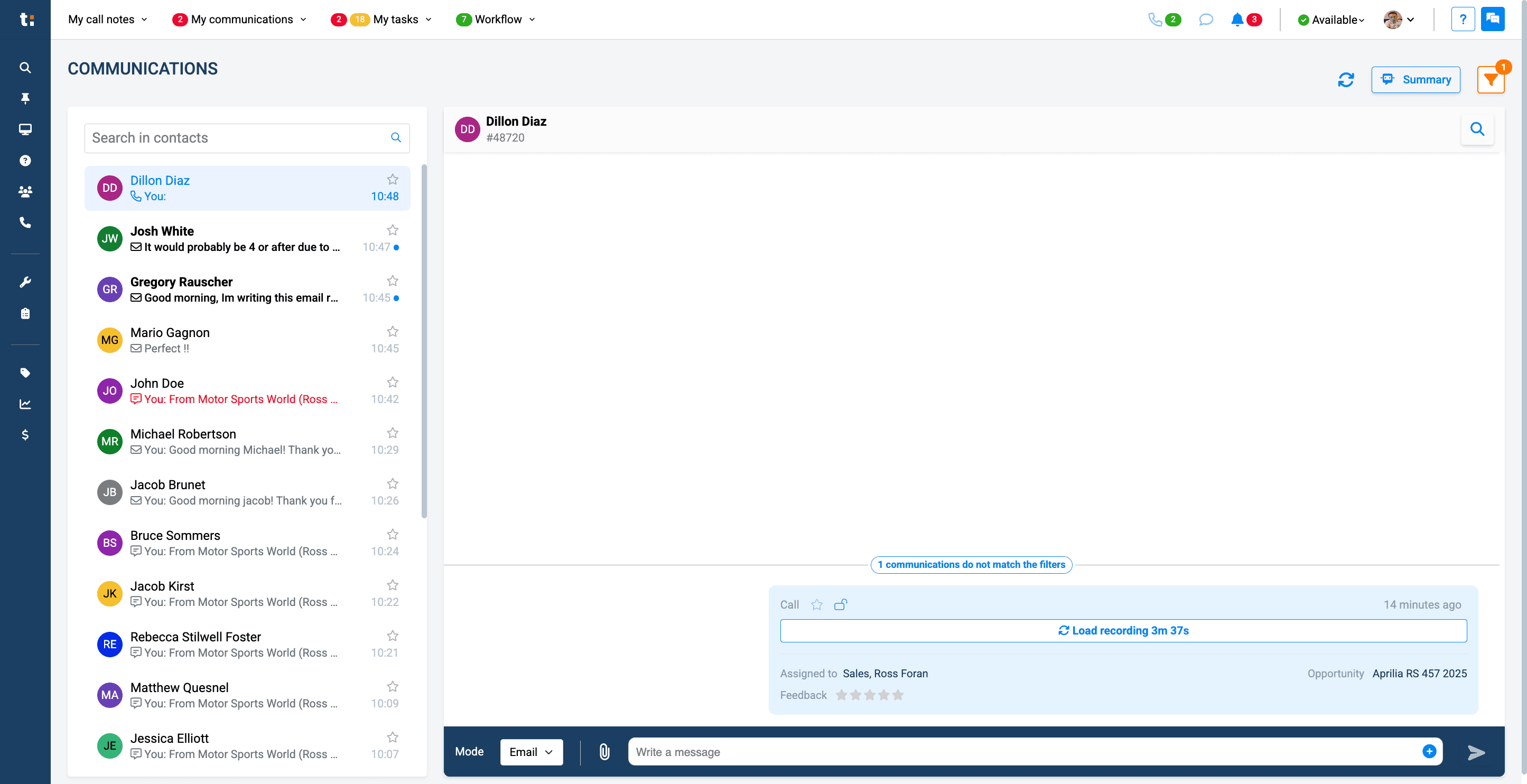 Step #8: To communicate with a customer, you can use either email or SMS.