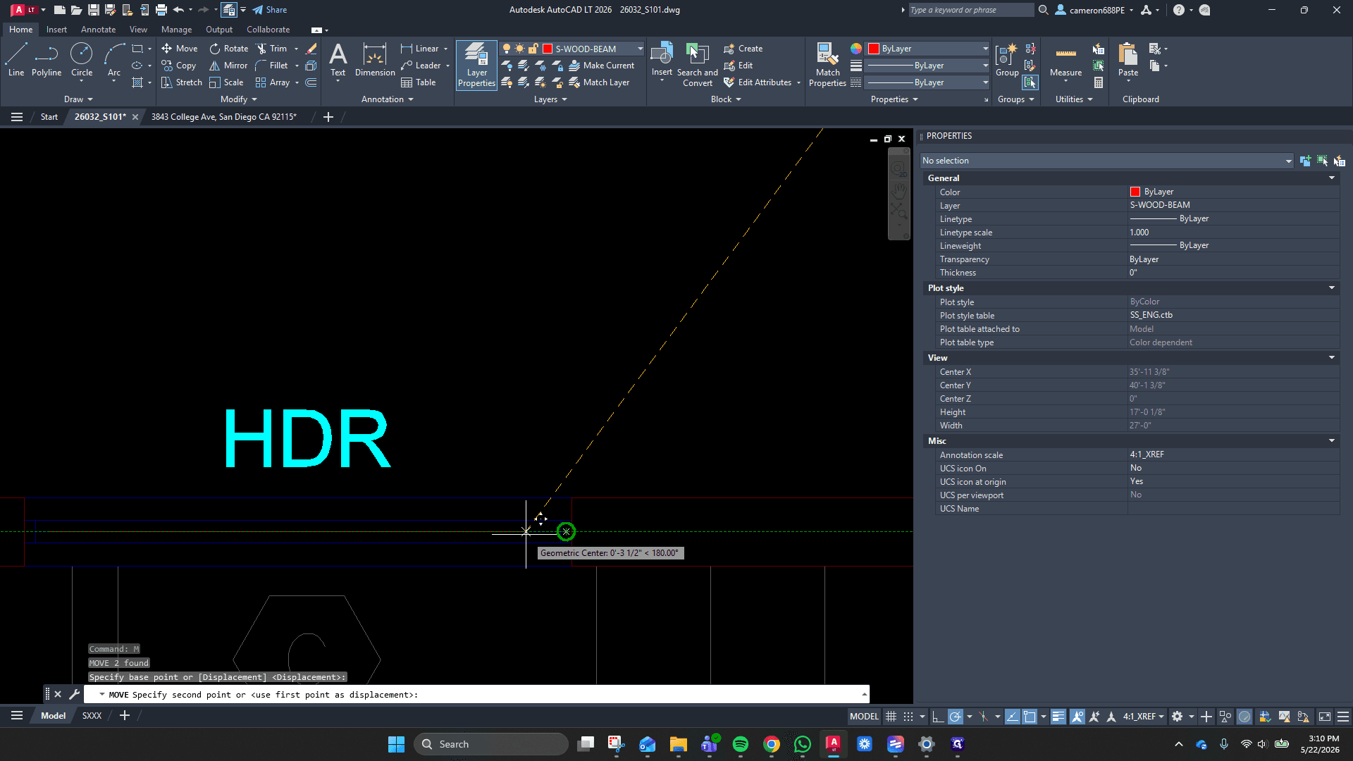 Step #19: Click to paste the copied header assembly over the remaining window and door openings across the structural walls.