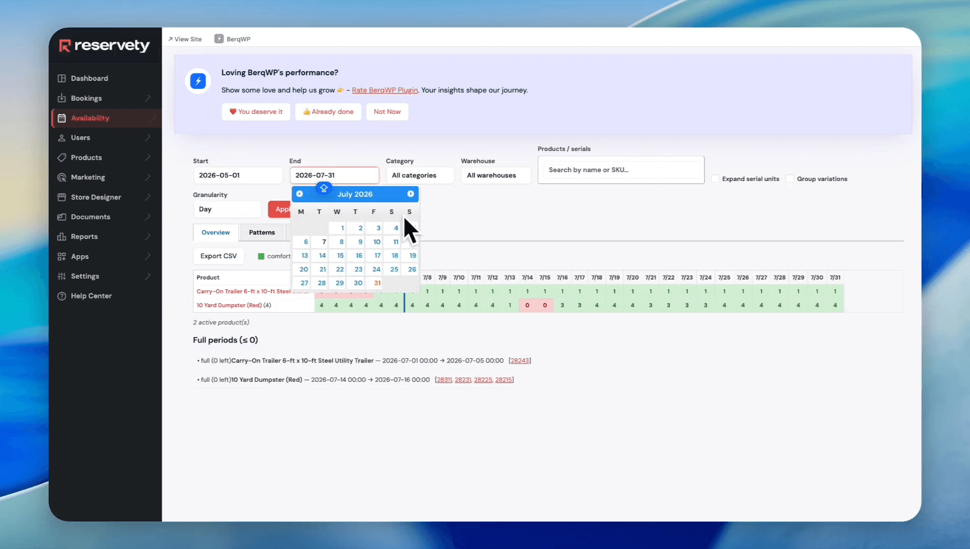 Step #5: Select the reporting period end date.