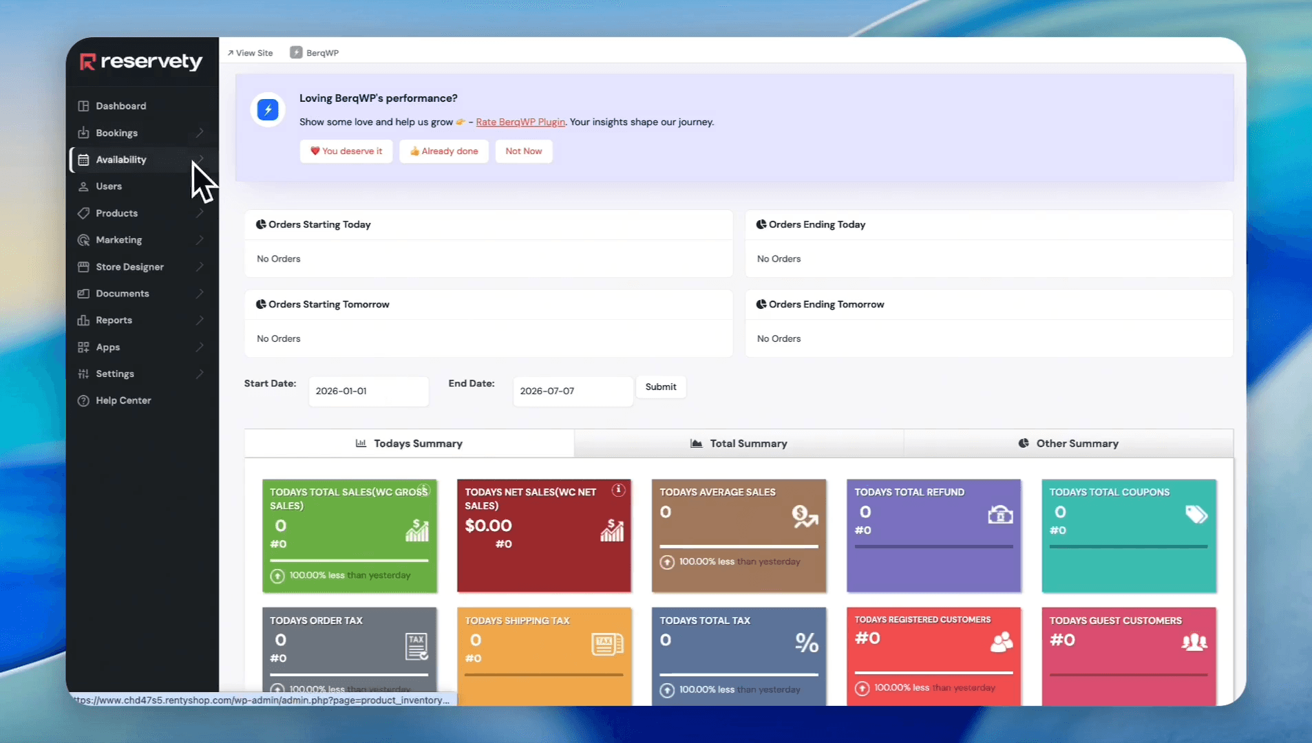 Step #2: Click Availability in the main navigation sidebar.
