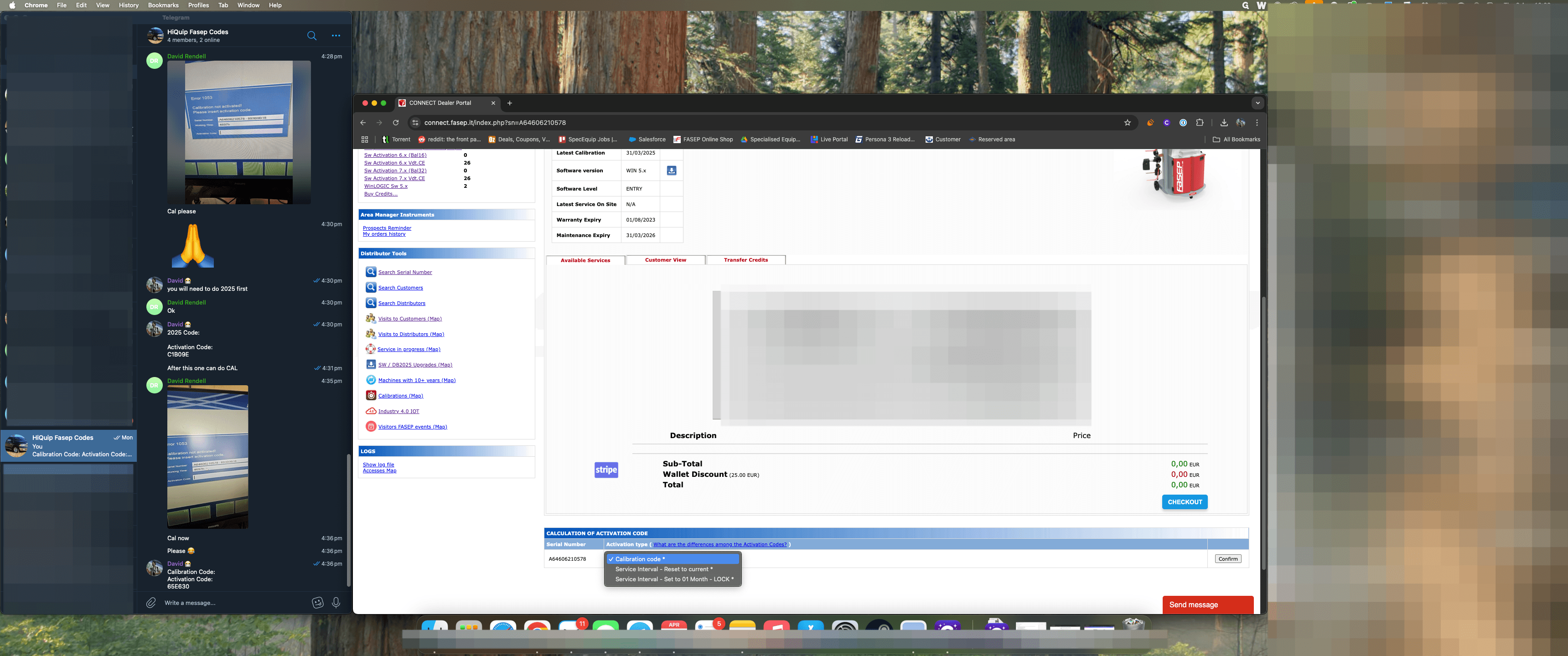 Step #8: Scroll down to activation codes - and select calibration code