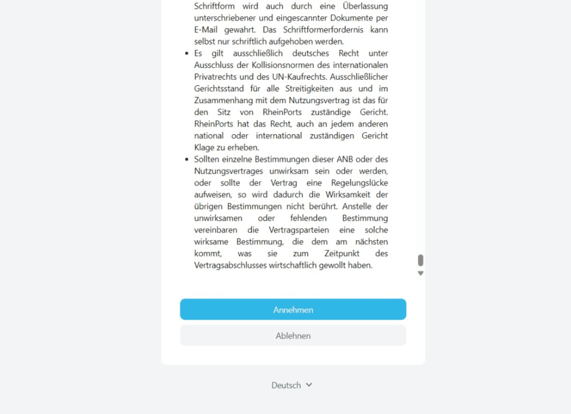 Step #7: Bitte lesen Sie unsere Nutzungsbedingungen und stimmen Sie diesen zu.