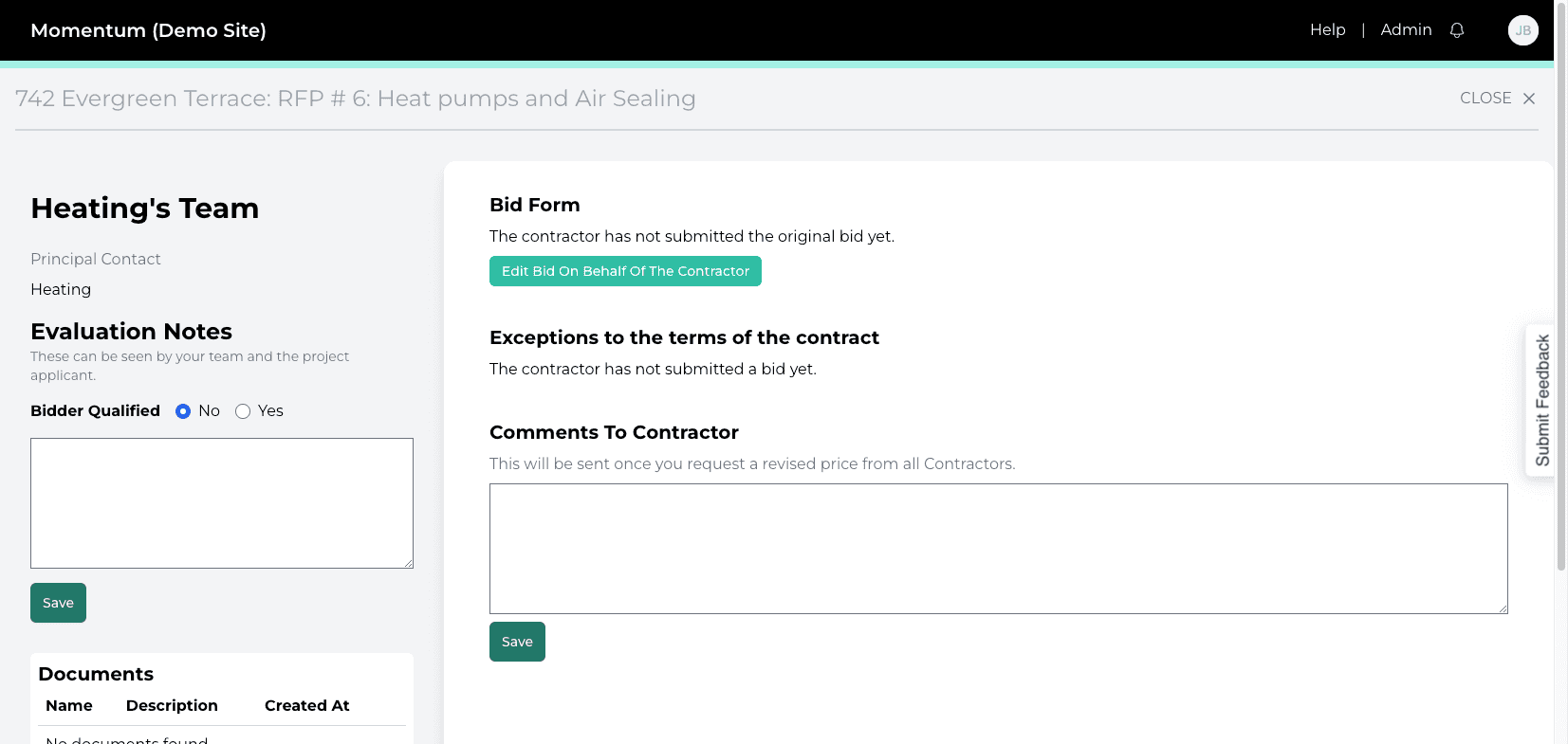 Step #5: Click on "Edit Bid On Behalf Of The Contractor"