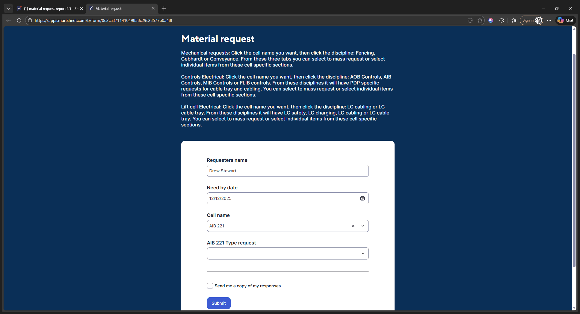Step #5: Click "AIB Type requests"