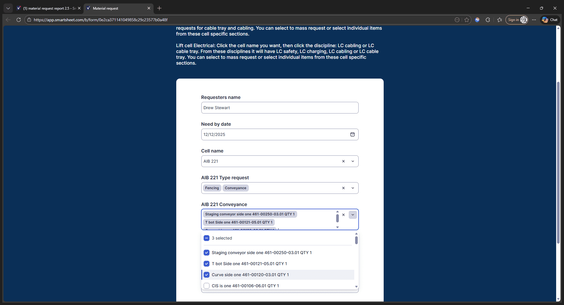 Step #14: Click on "Curve side one 461-00120-03.01 QTY 1"