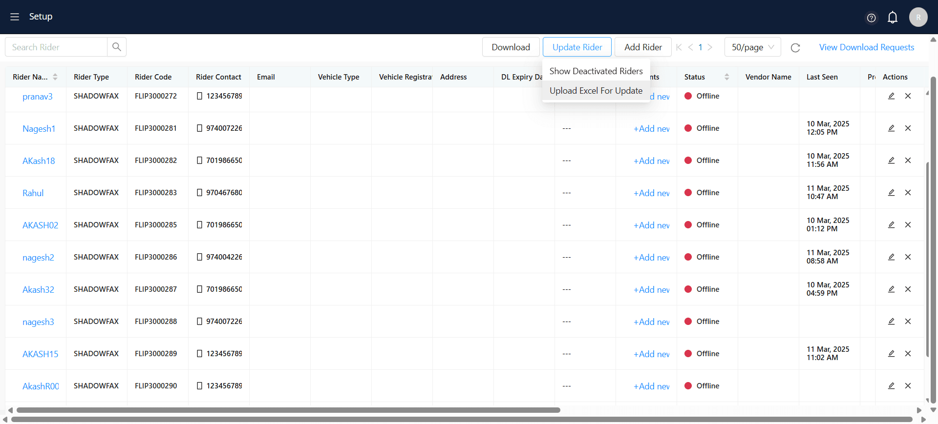Step #3: Click on "Upload Excel For Update"