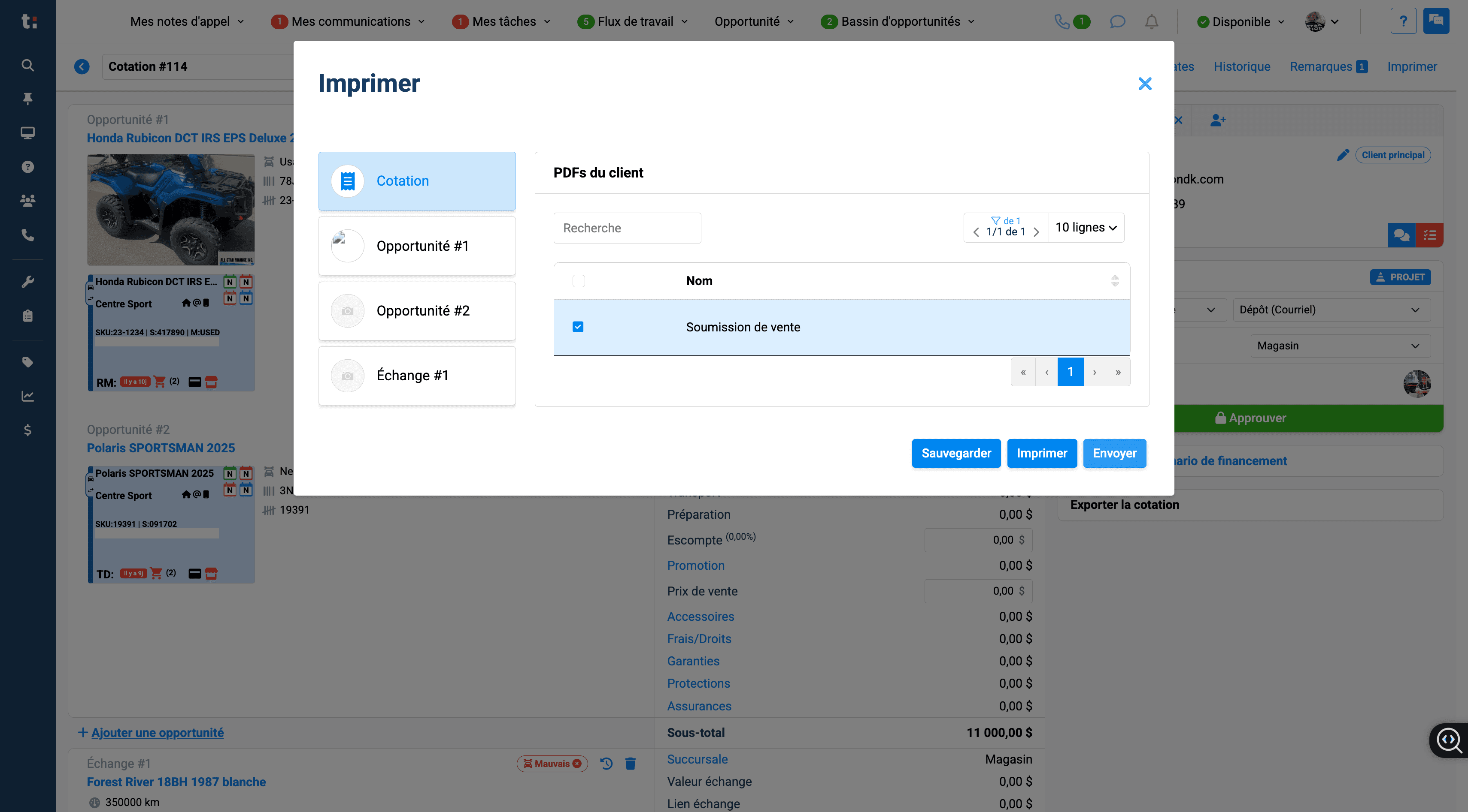 Step #7: Cliquez ici pour envoyer la soumission à votre client