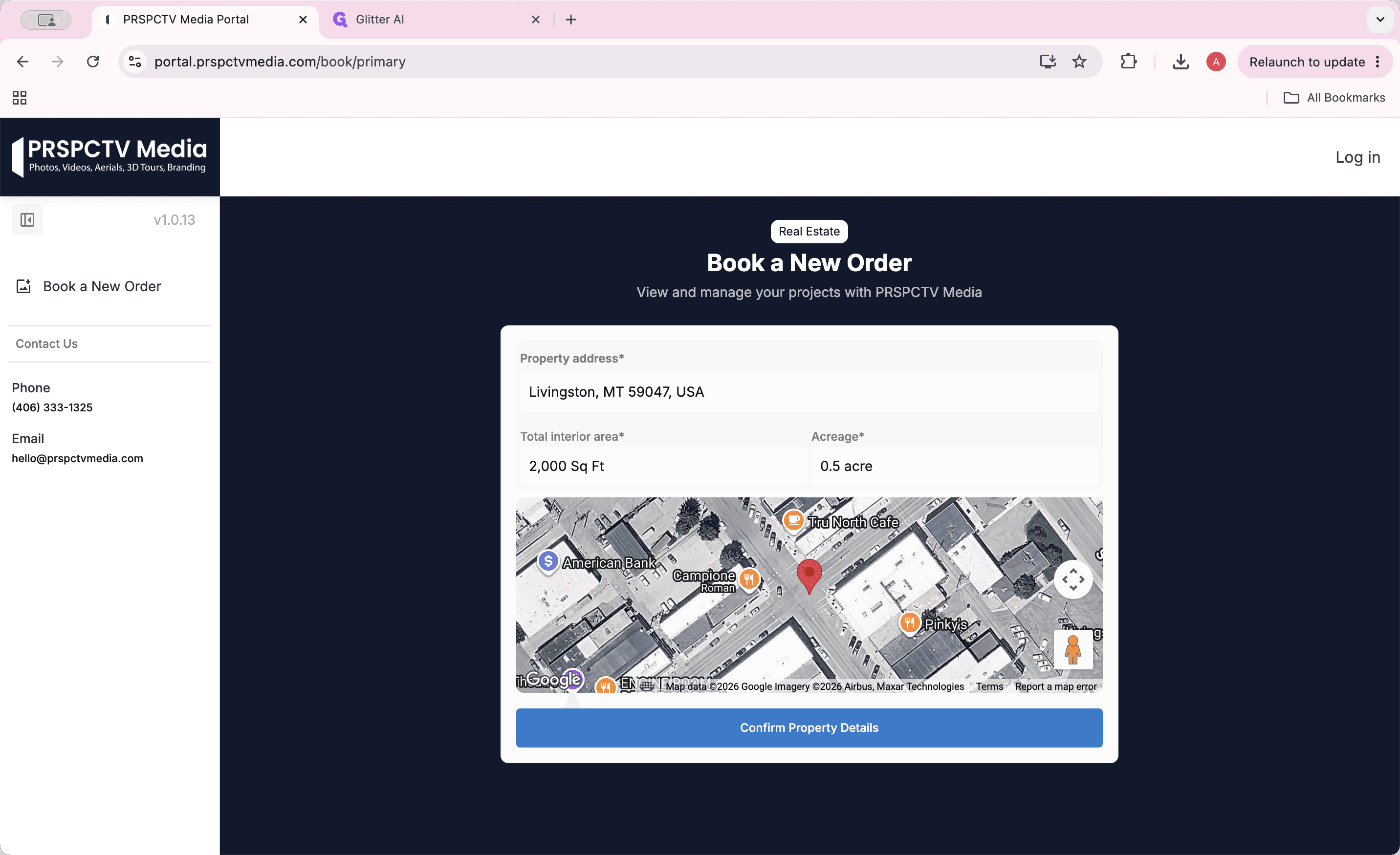Step #3: Input the interior square footage and acreage, then click Confirm Property Details.